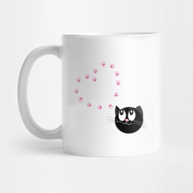 Cute black cat with hearts by GULSENGUNEL